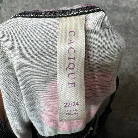 Cacique Nightgown Womens Plus 22 / 24 Black Pink Lace Babydoll Empire Lingerie - Picture 4 of 8